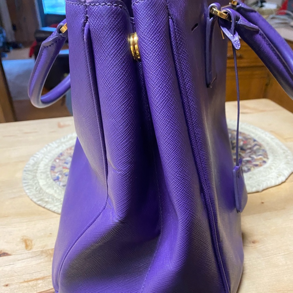 Prada Saffiano Lux Leather Purple Tote - Picture 10 of 12